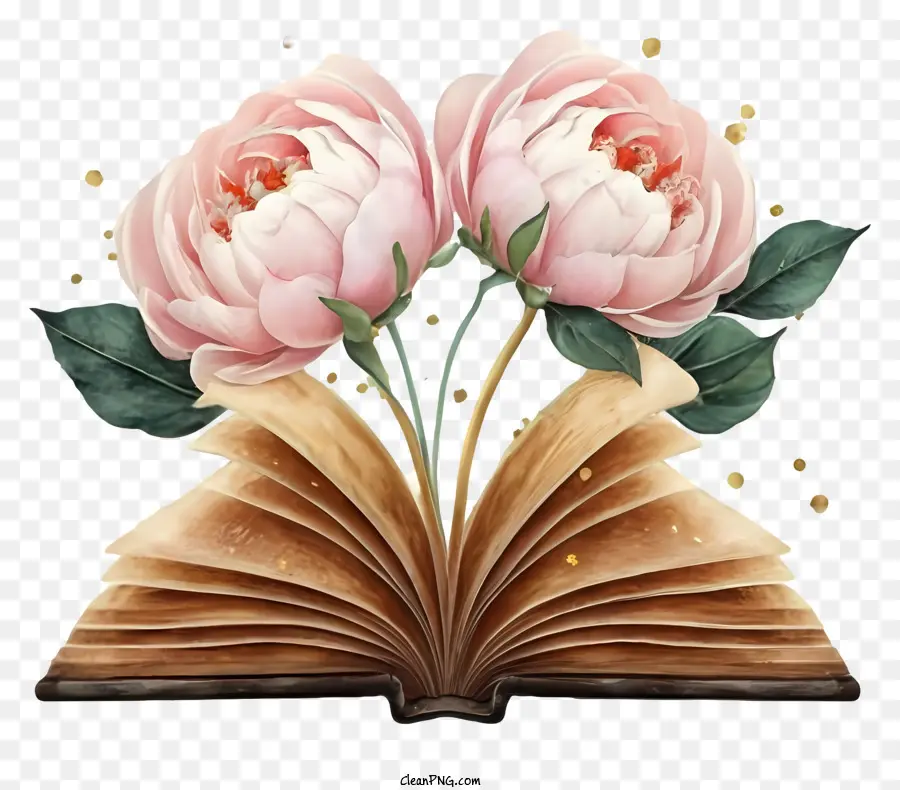 Libro Abierto，Peonies Pink PNG