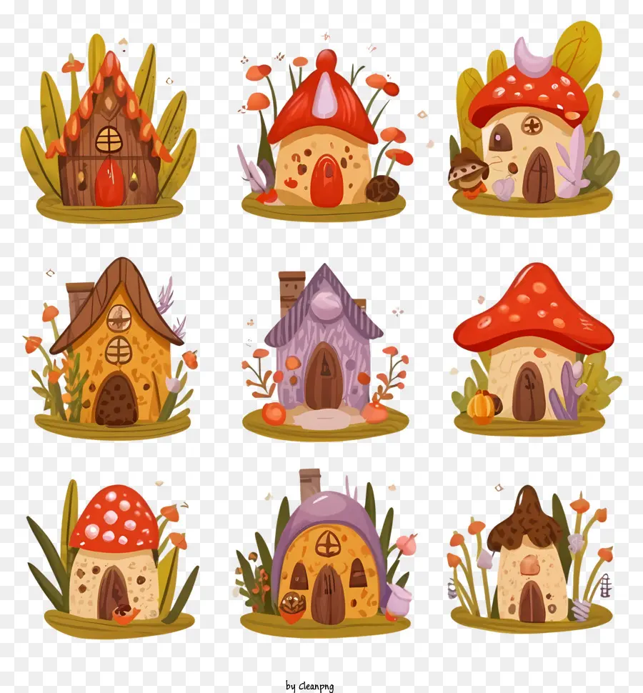 Casas De Hongos，Lindas Casas De Garabatos PNG