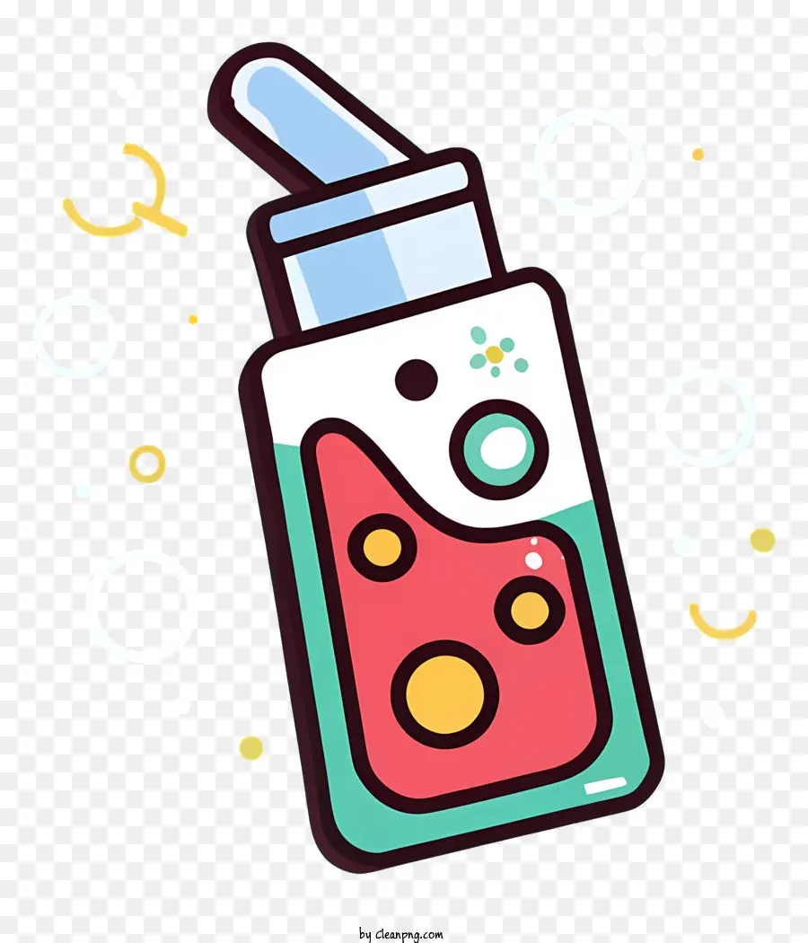 Botella Con Paja，Diseño Colorido PNG