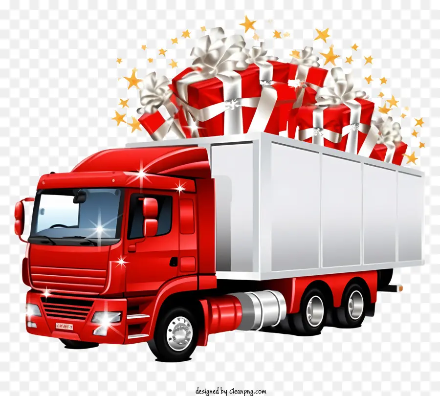 Camioneta Roja，Árbol De Navidad PNG