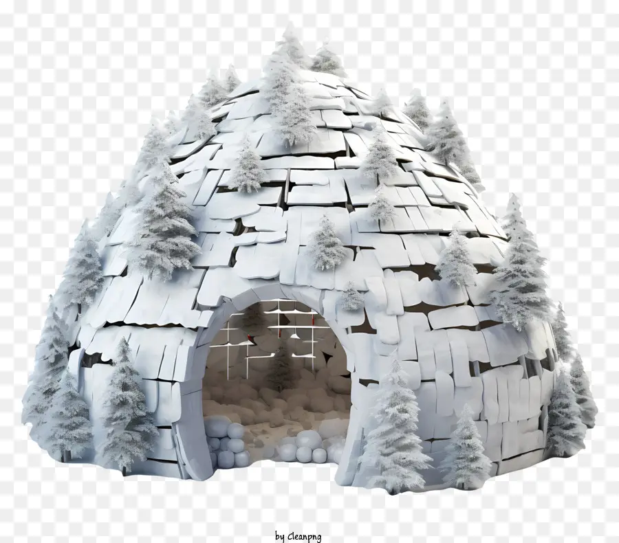 Igloo De Nieve，Techo En Forma De Cono PNG