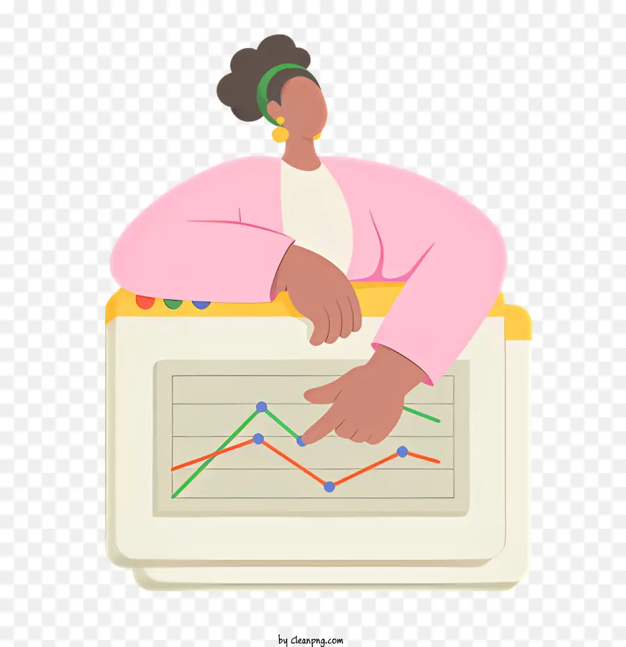 Mujer Trabajando En La Computadora，Gráfico En La Pantalla PNG