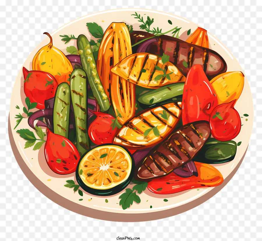 Plato De Vegetales，Tomate PNG