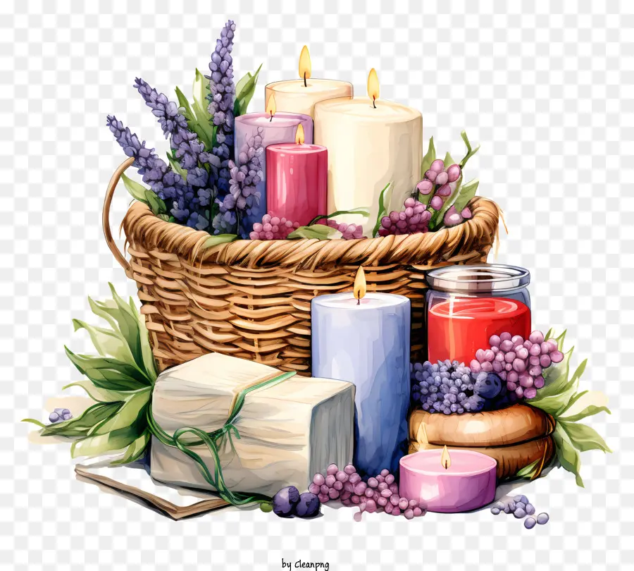 Wicker Basket，Velas PNG