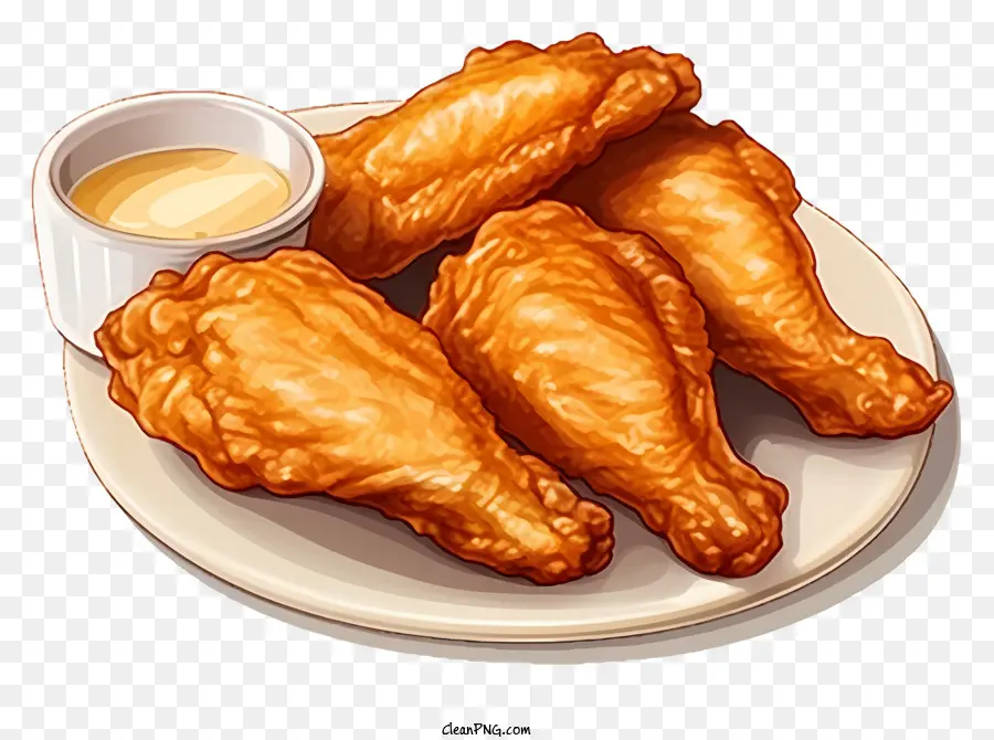 Alitas De Pollo Fritas，Salsa Amarilla PNG