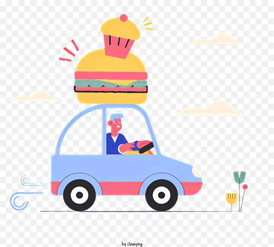 Coche De Hamburguesa Gigante，Decoración única Del Auto PNG