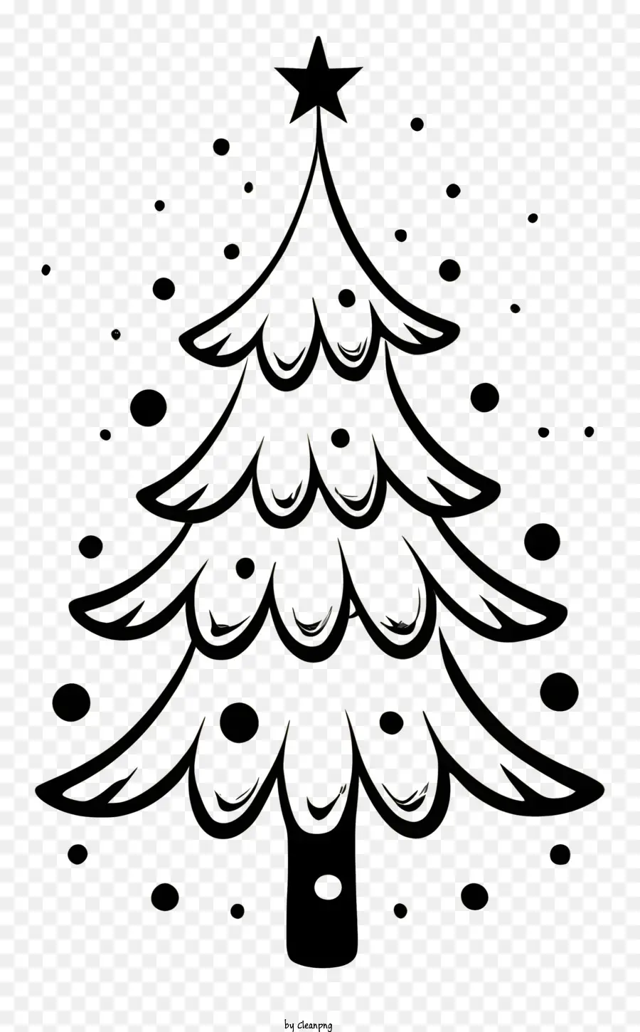 Dibujo En Blanco Y Negro，Árbol De Navidad PNG