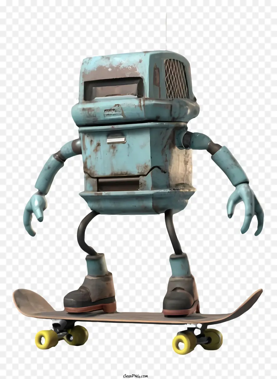 Robot En Skateboard，Casco Azul PNG