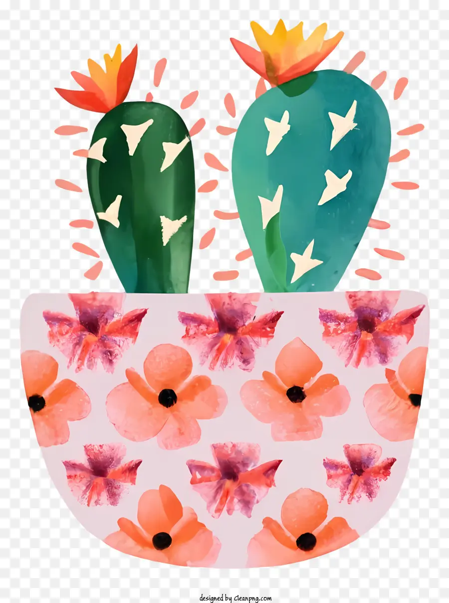 Cuadro，Cactus En Maceta Floral PNG