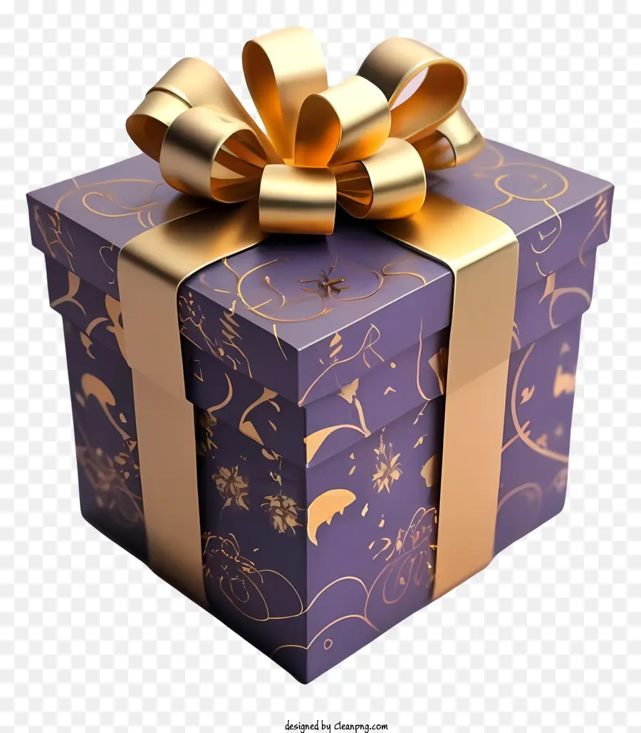 Púrpura Caja De Regalo，Moño Dorado PNG