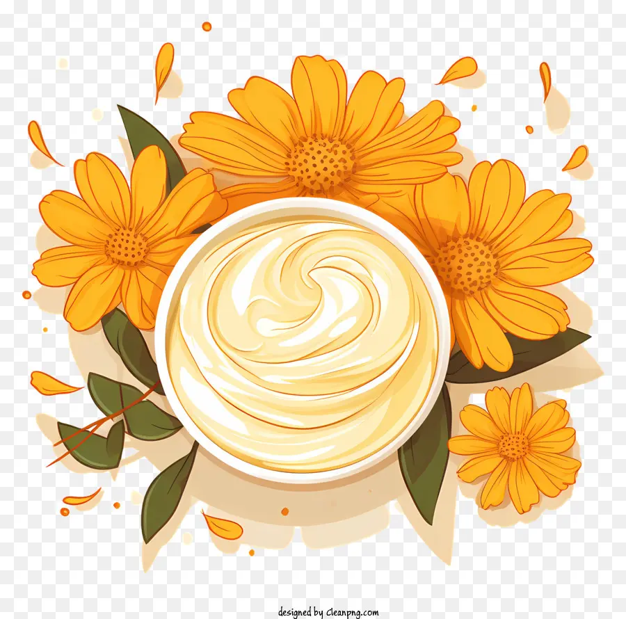 Crema Batida，Crema Con Flores PNG