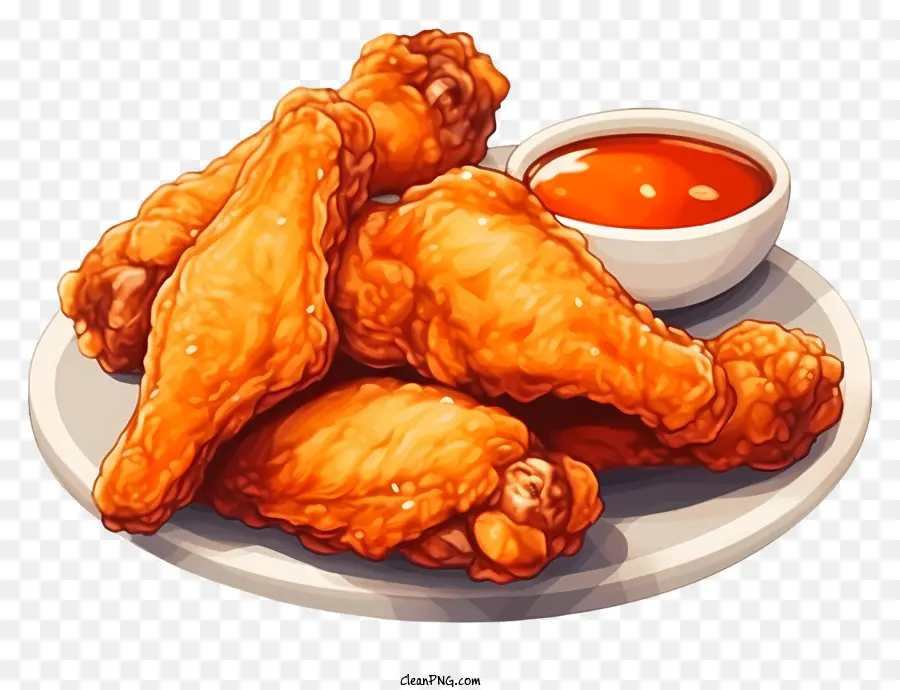 Alitas De Pollo Fritas，Salsa PNG