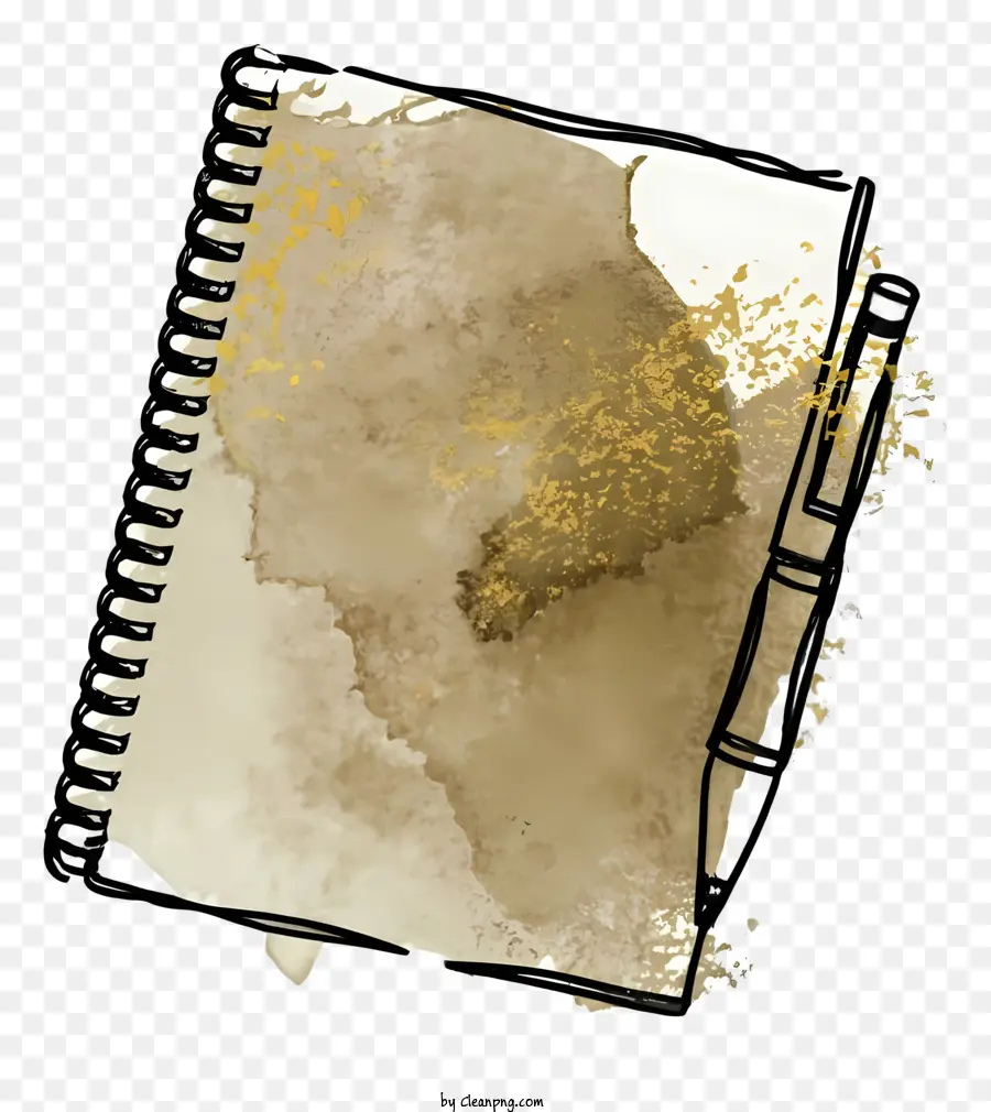 Pintura De Acuarela，Cuaderno Y Bolígrafo PNG