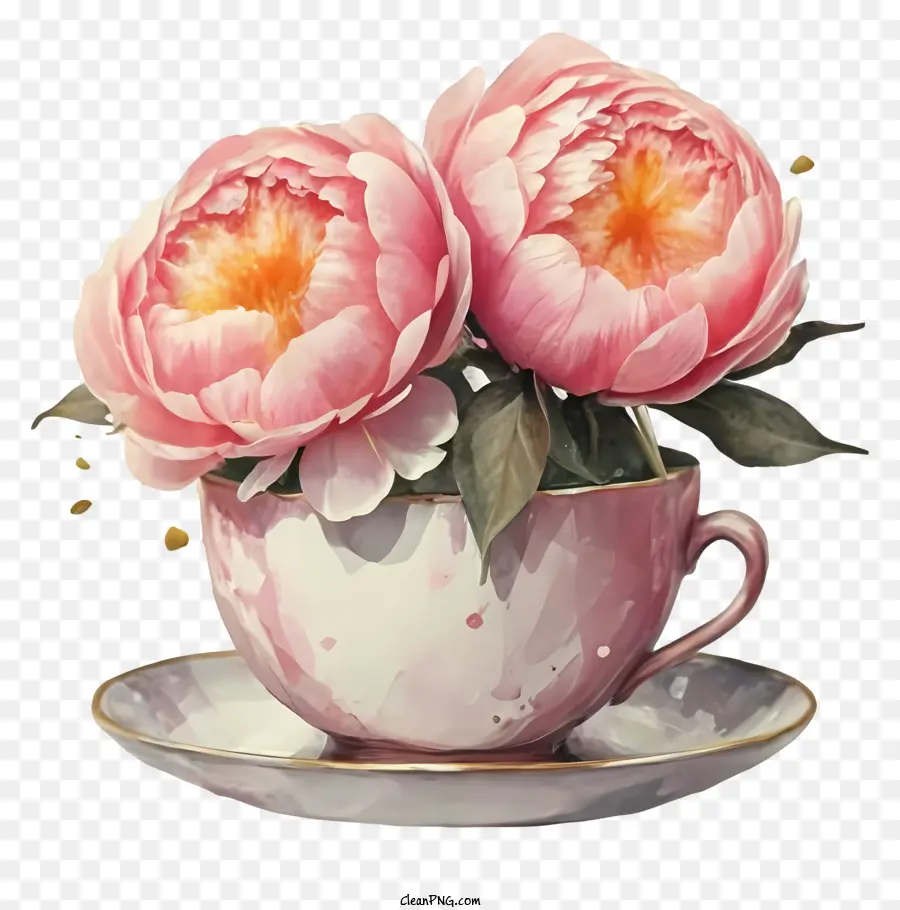 1 Peonía Rosa，Copa De Flores PNG