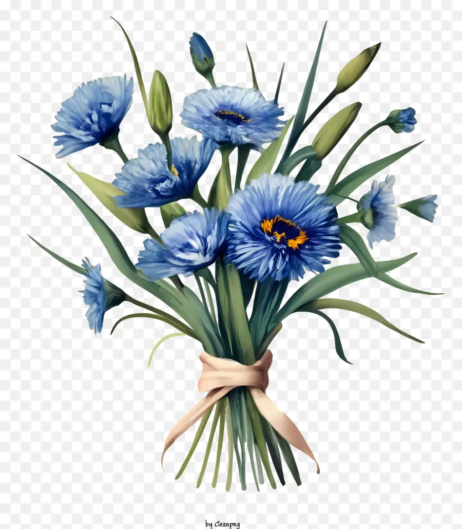 Ramo De Flores Azules，Pintura Al óleo PNG