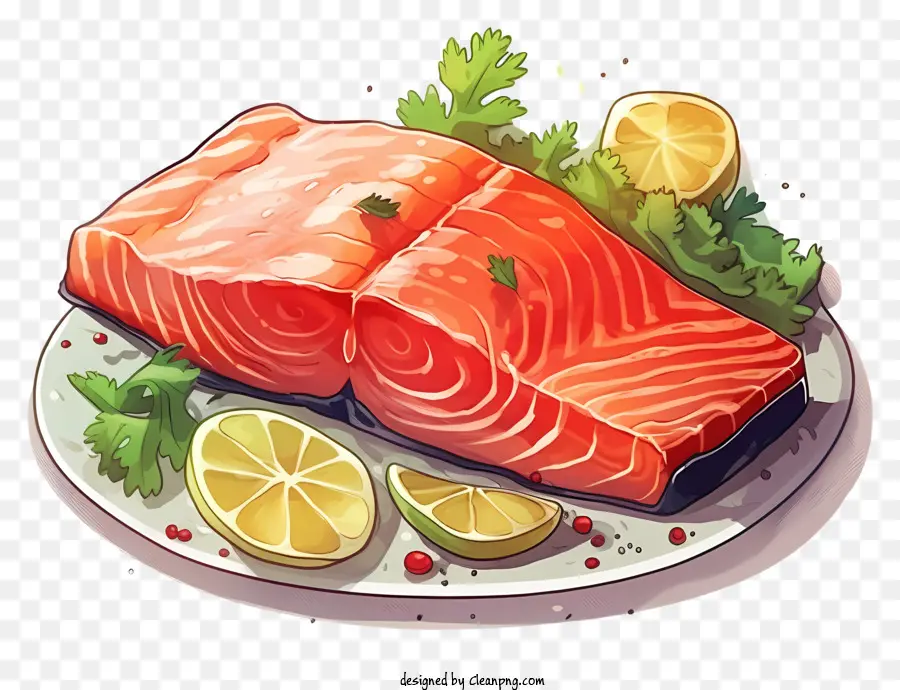 Salmon Steak，Limón PNG