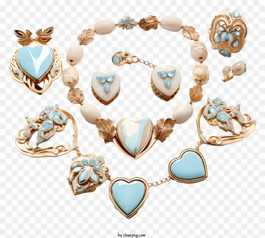 Joyas Azules Y Blancas，Colgante En Forma De Corazón PNG