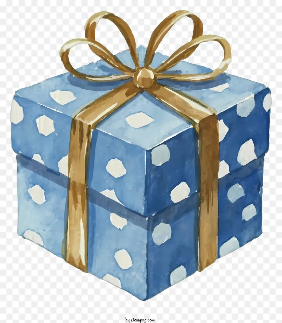 Azul Caja De Regalo，Lazo Dorado PNG