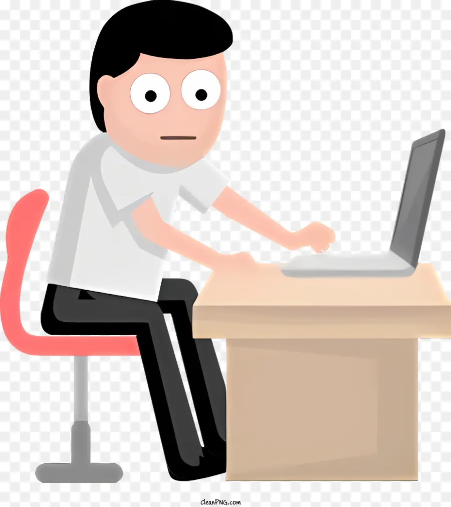 Hombre Trabajando En La Computadora Portátil，Configuración De Escritorio PNG