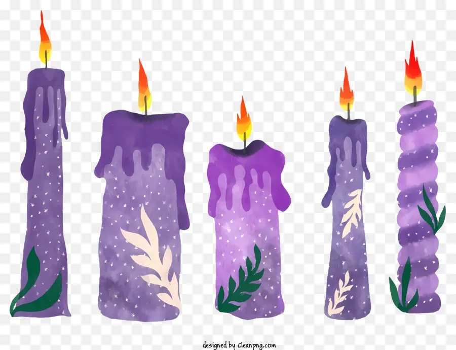 Velas Encendidas，Velas Moradas PNG