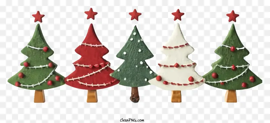 árboles De Navidad De Madera，Rojo PNG