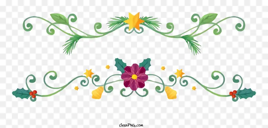 Floral Frontera De Diseño，Black Background PNG