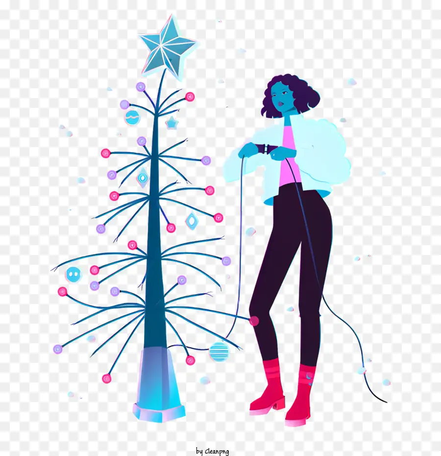 árbol De Navidad，Mujer PNG