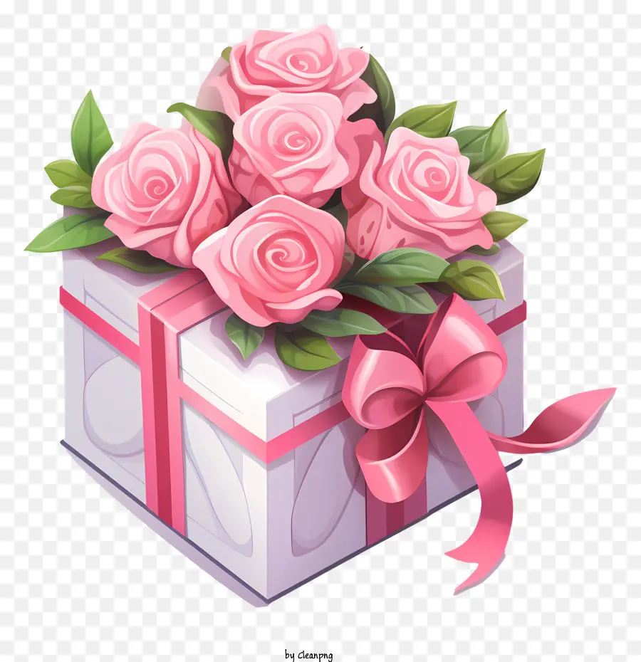 Caja De Regalo，Flores Coloridas PNG