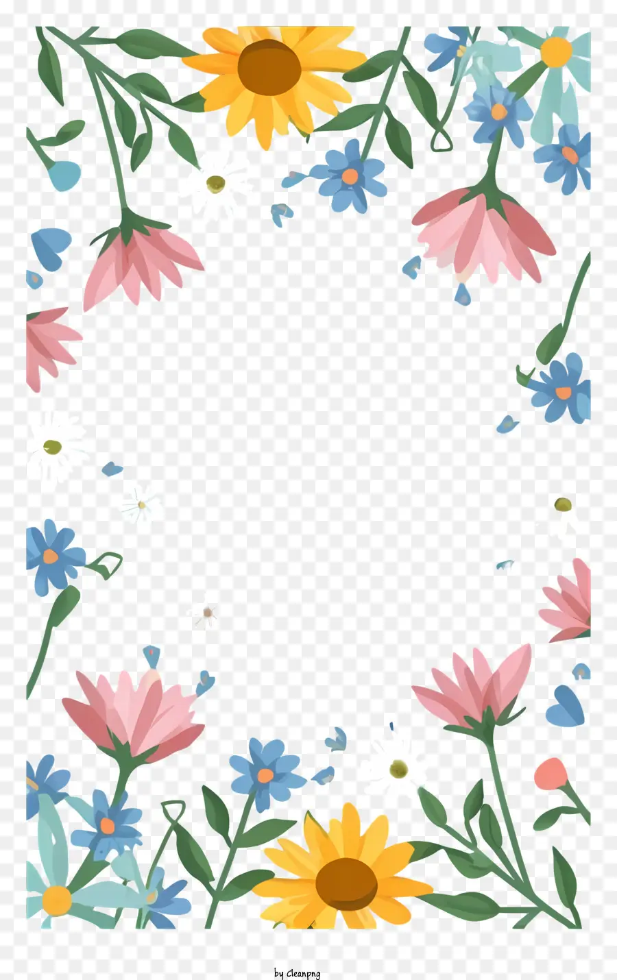 Patrón De Flores，Marco Cuadrado PNG