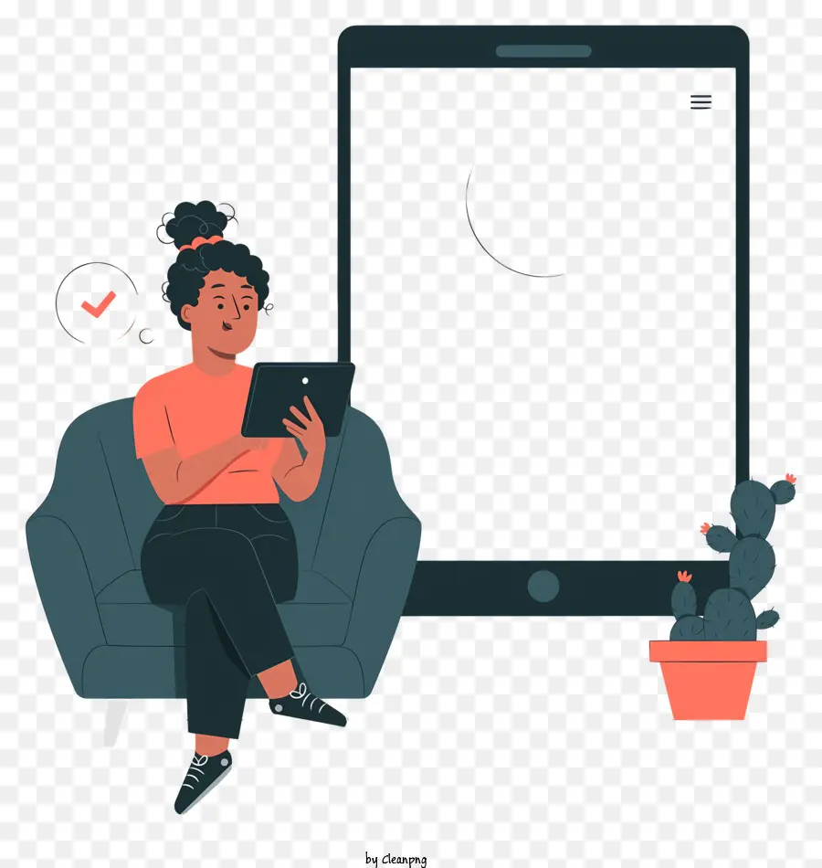 Mujer Que Usa Teléfono Inteligente，Consumo De Contenido Digital PNG