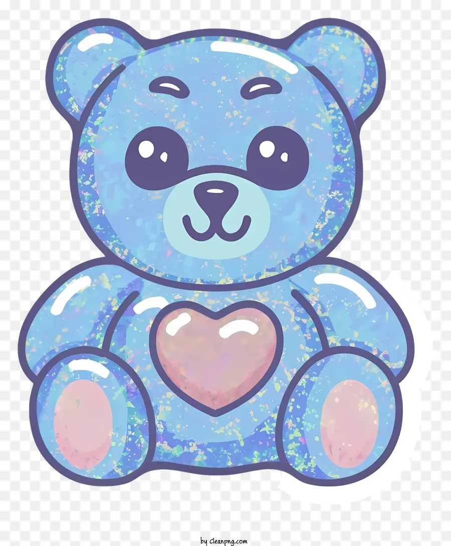 Azul Oso De Peluche，Corazón Rosa PNG