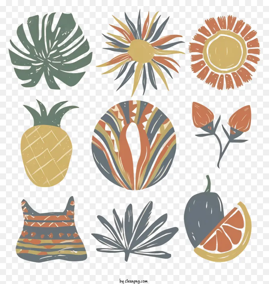 Frutas Tropicales，Elementos De Flora PNG