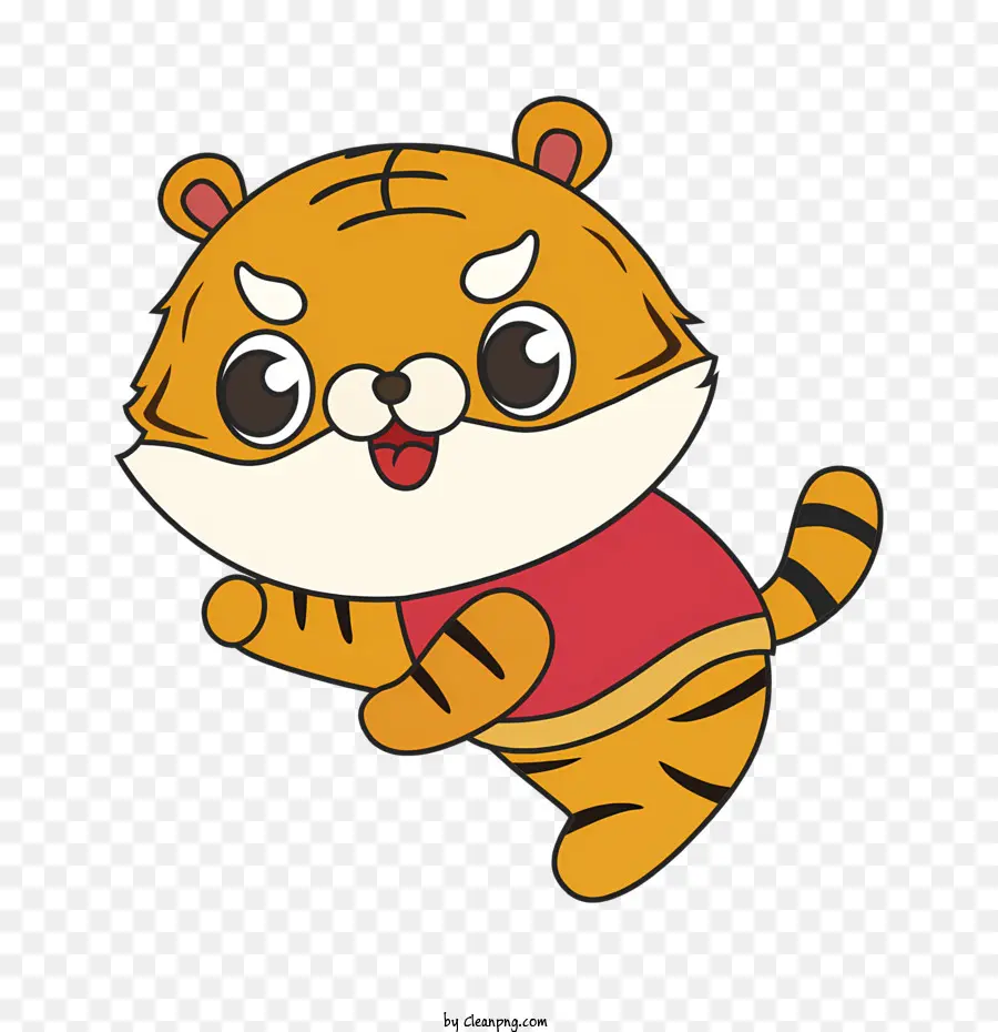 Cartoon Tiger，Camiseta Roja PNG