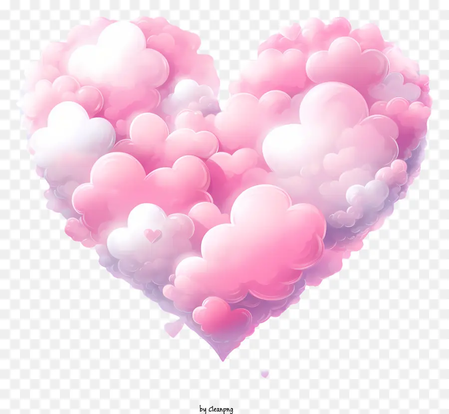 Nube De Corazón，Fondo Rosa PNG