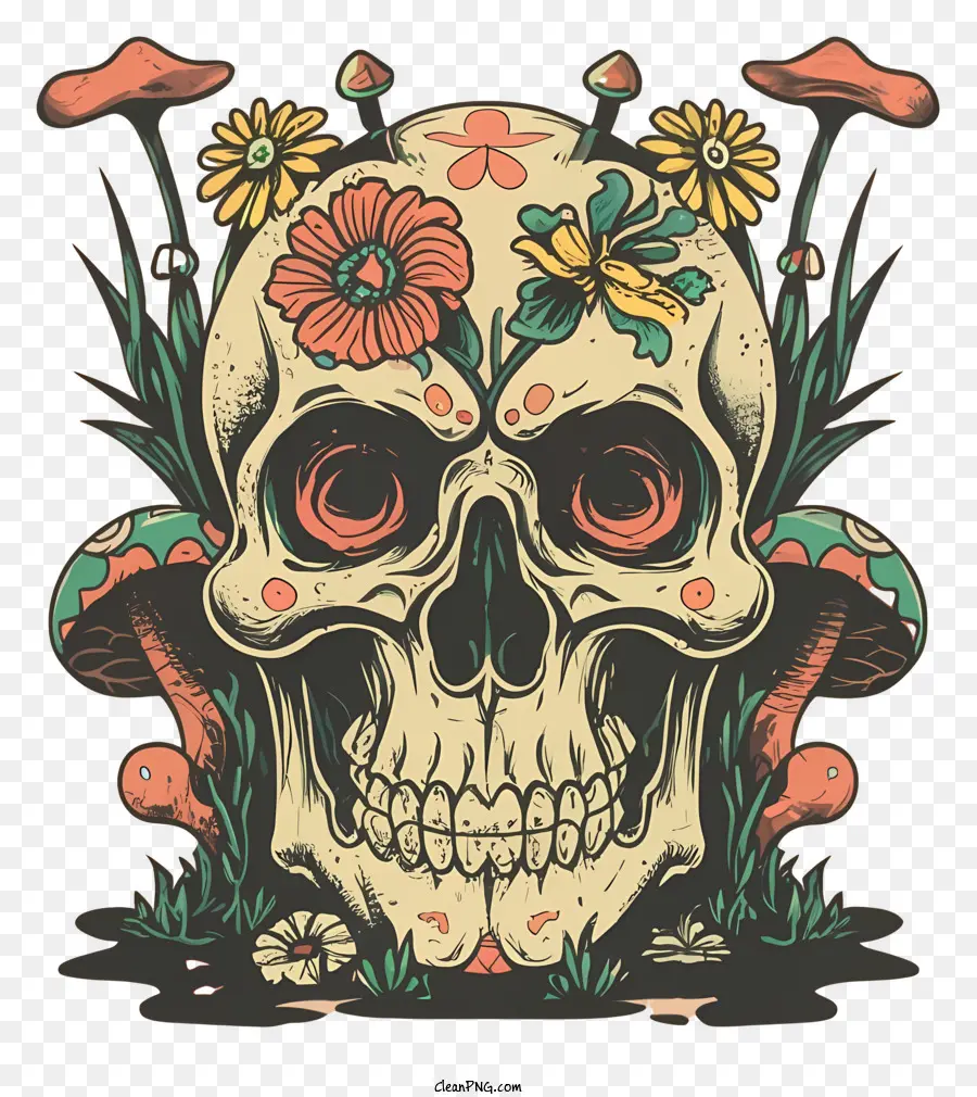 Día De Los Muertos Calavera，Calavera Floral PNG