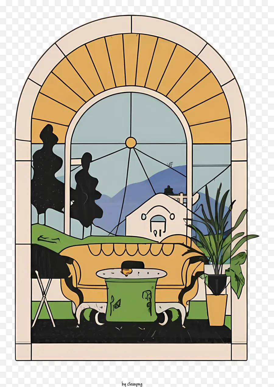 Vidriera，Interior Con Ventana PNG