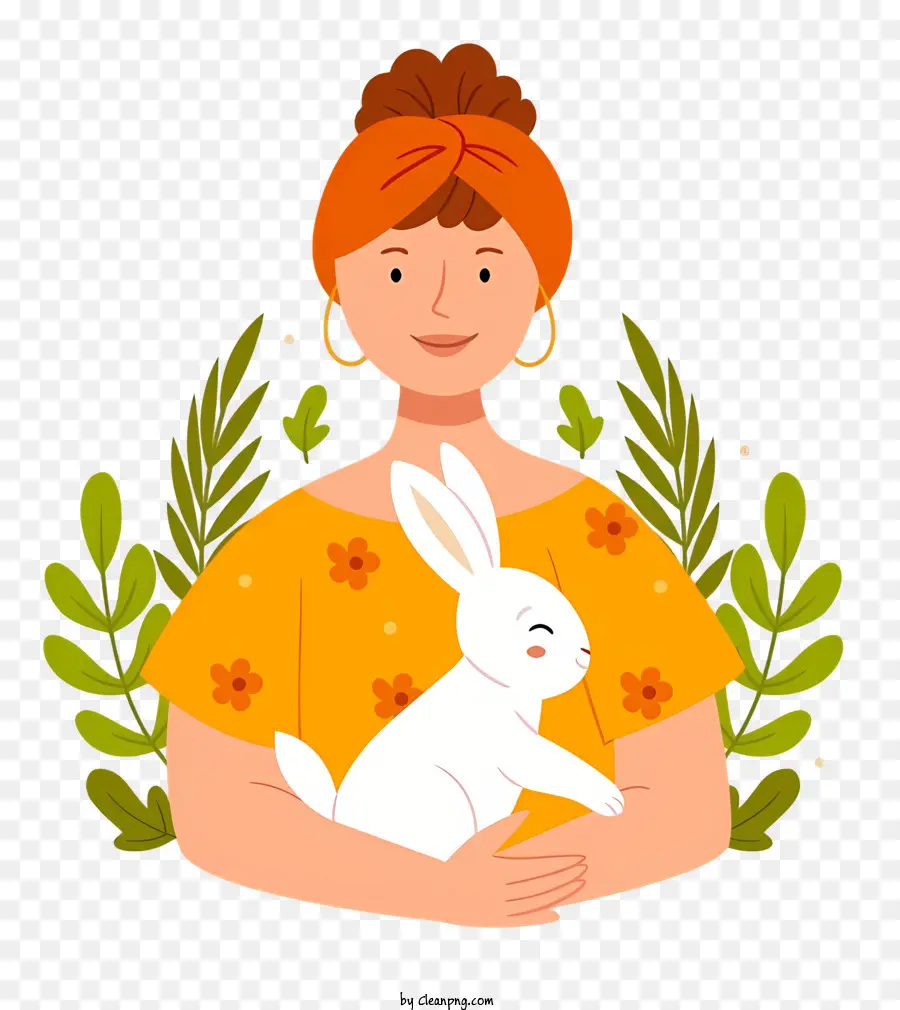 Mujer Y Conejo，Conejo Blanco PNG