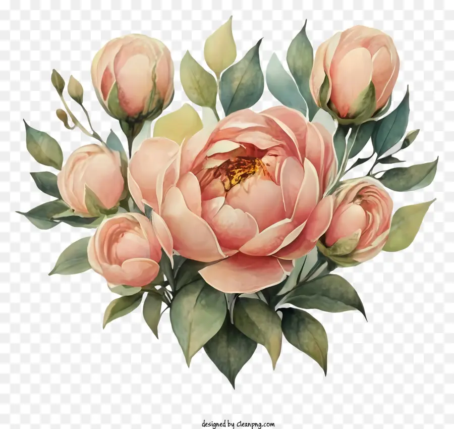 Peonies Pink，Ramo PNG