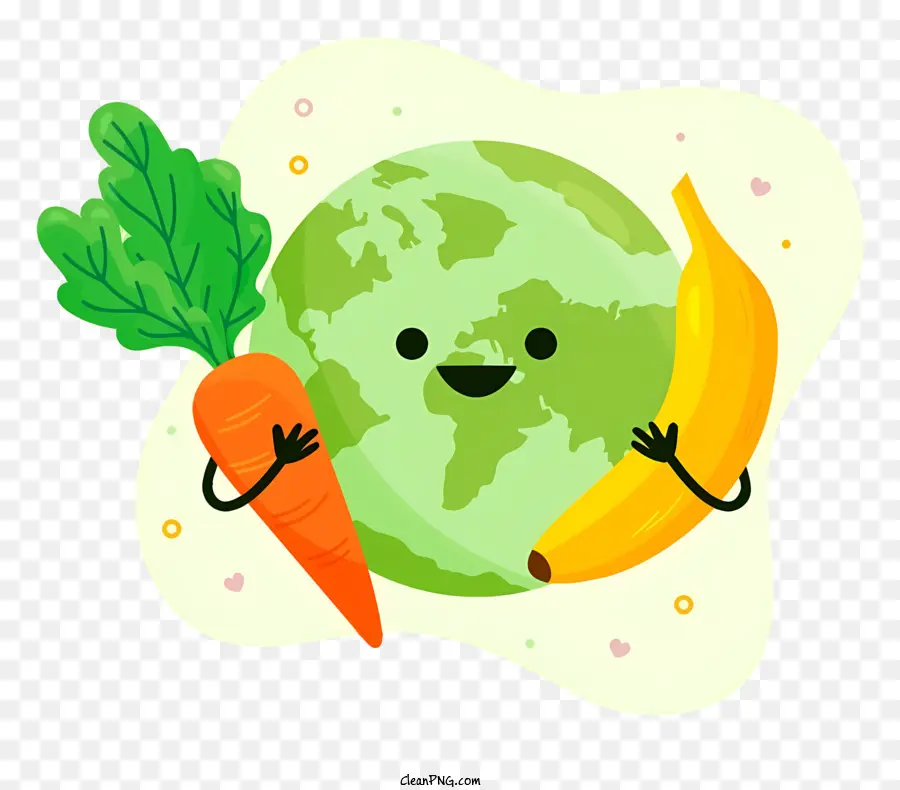 De Dibujos Animados De La Tierra，Las Verduras Y Frutas PNG