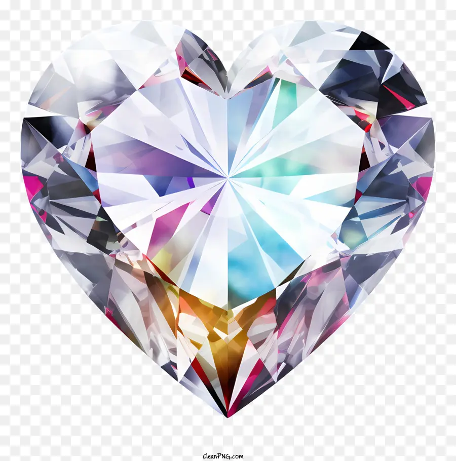 Diamante En Forma De Corazón，Luces Coloridas PNG