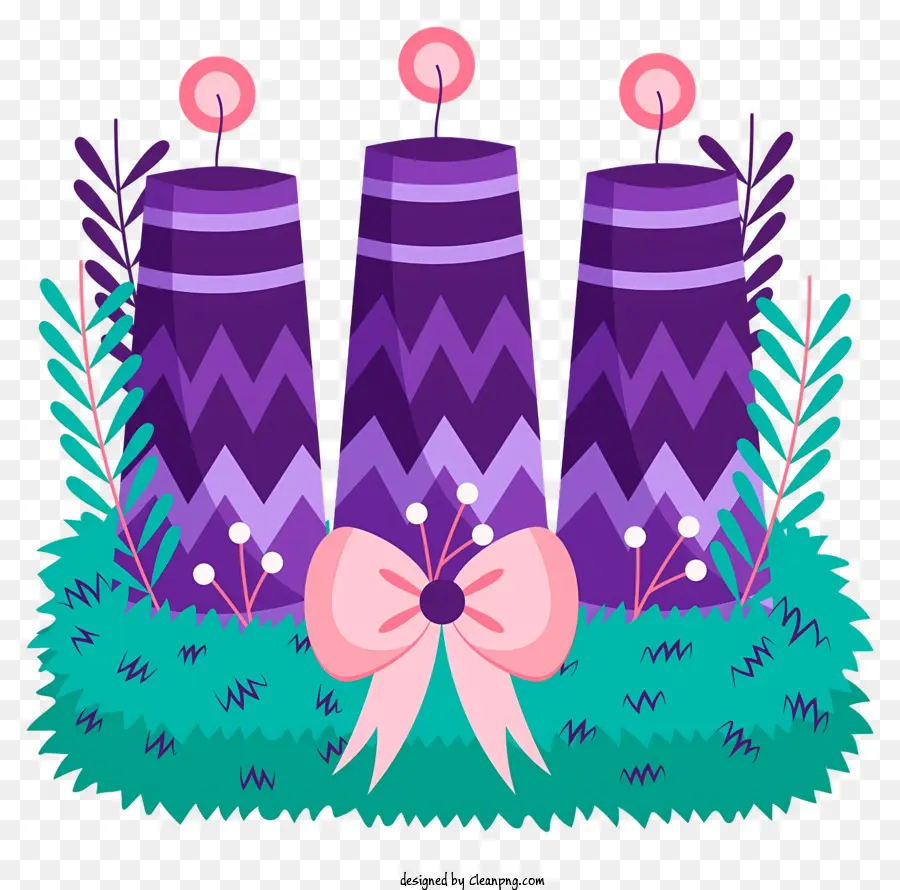 Ilustración Digital，Velas De Adviento Moradas PNG