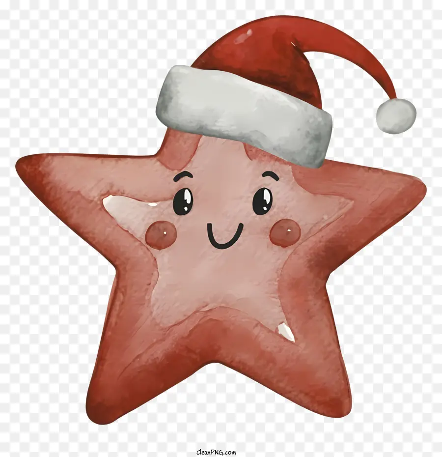 Estrella De Mar Roja，Estrella Con Gorro De Papá Noel PNG