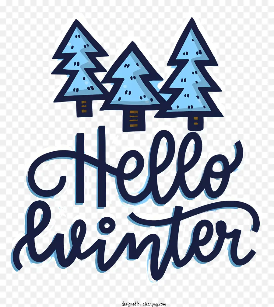 Hola De Invierno，Texto Estilizado PNG