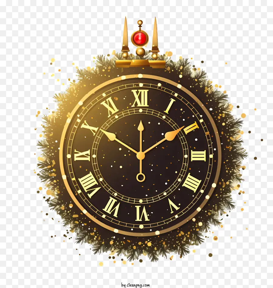 Reloj De Oro，Números Negros PNG