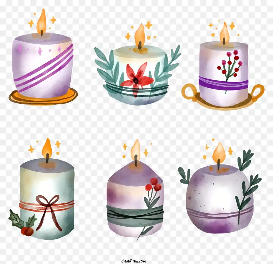 Velas Navideñas，Decoraciones Festivas PNG