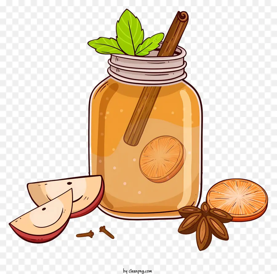 El Jugo De Manzana，Palitos De Canela PNG