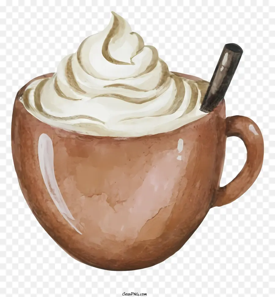 Taza Con Crema Batida，Cinnamon Stick En Una Taza PNG