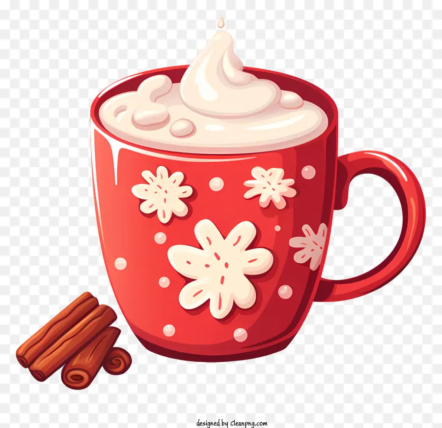 Taza Roja，Taza Roja Con Crema Batida PNG