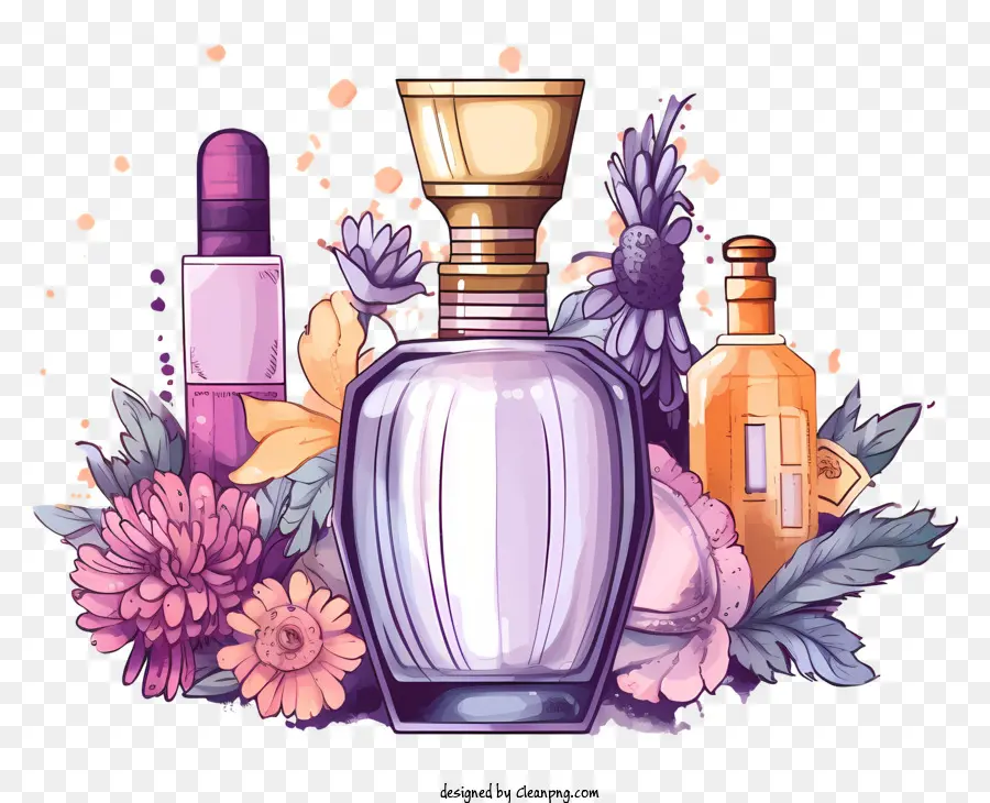 Ilustración Acuarela，Botella De Perfume PNG