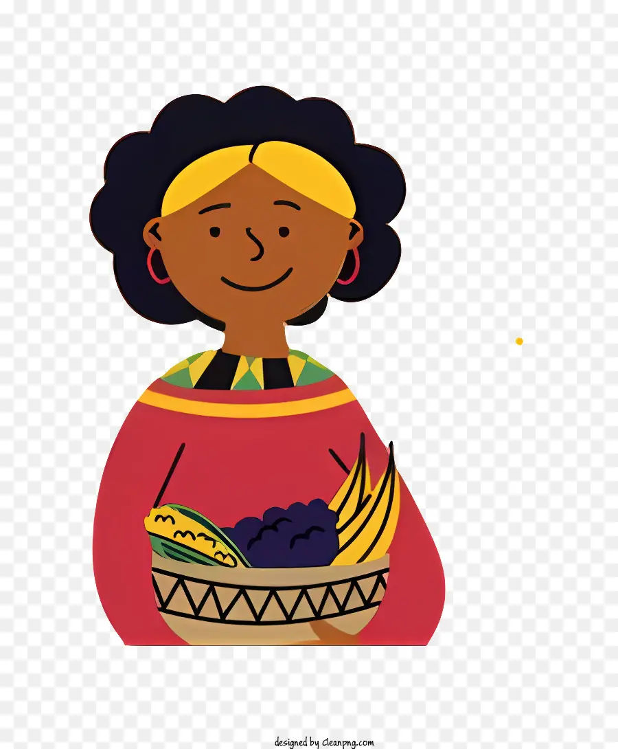 Mujer Con Cesta De Frutas，Fruta PNG